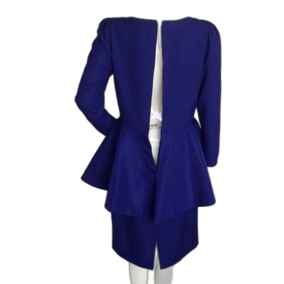 HUEY WALZER/Darcy Dress, M, Blue, VINTAGE, Peplum, Big Bow, Long sleeves - Picture 14 of 14